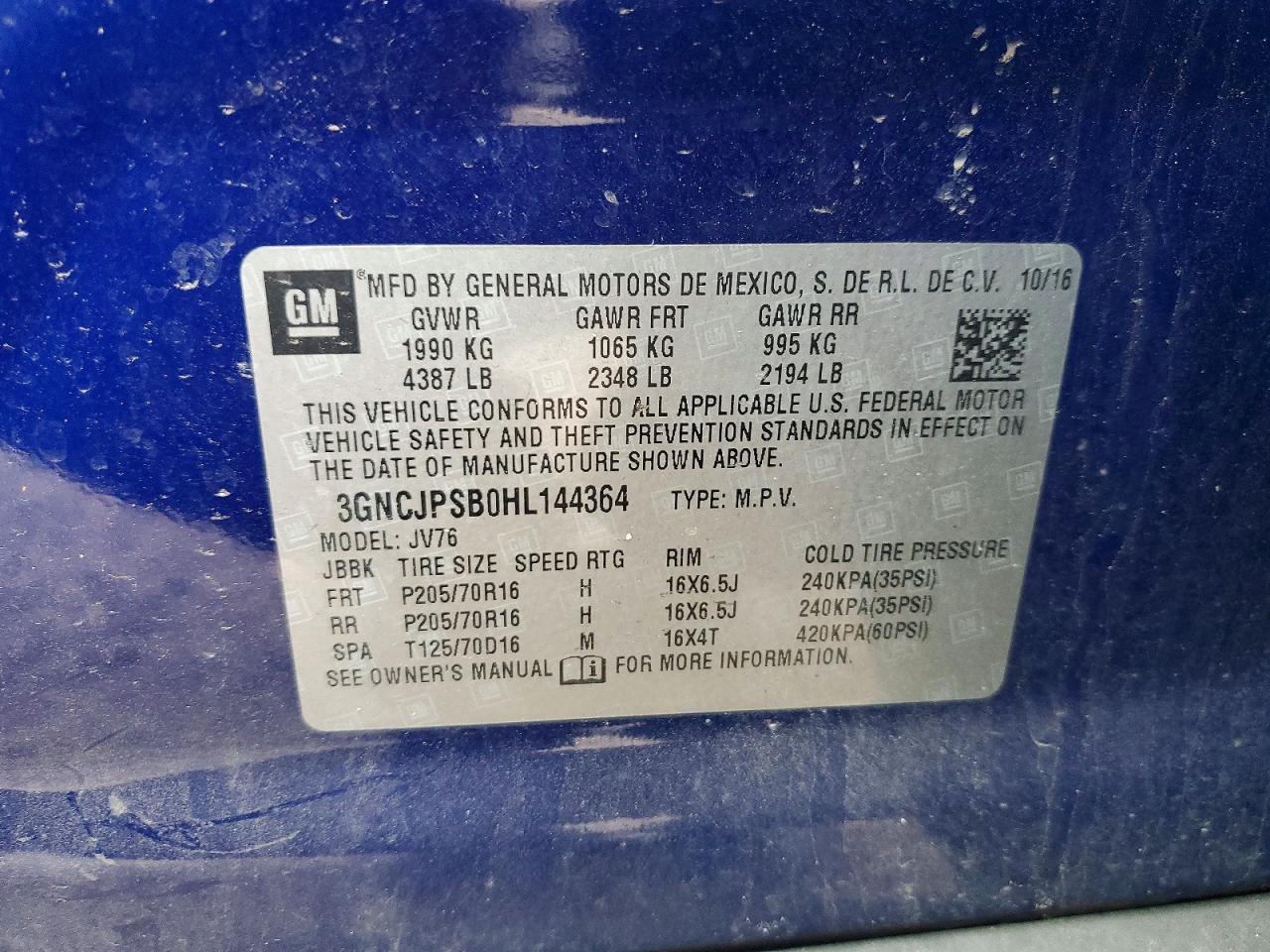 2017 CHEVROLET TRAX