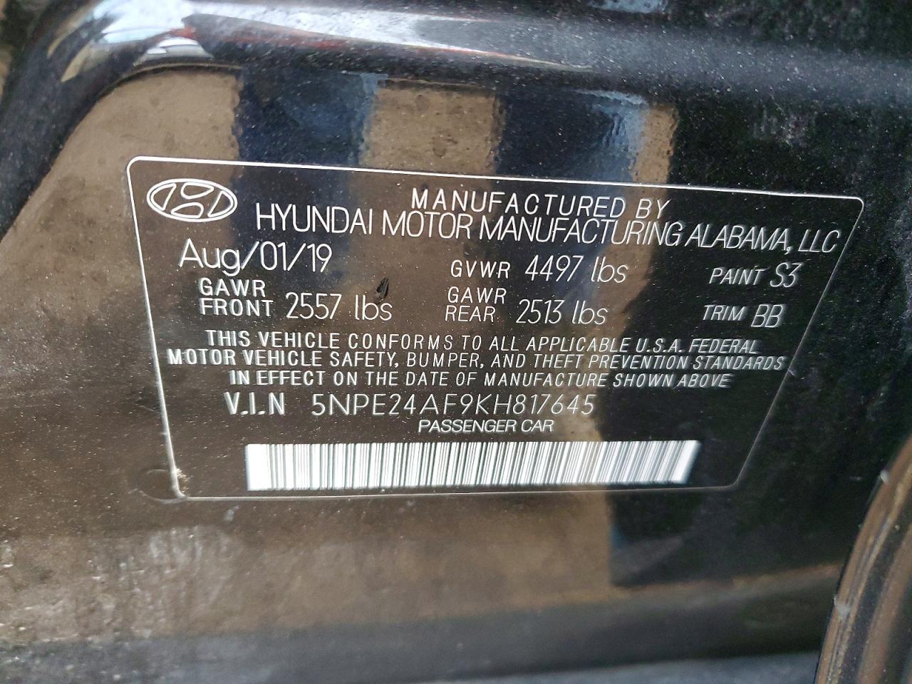 2019 HYUNDAI SONATA