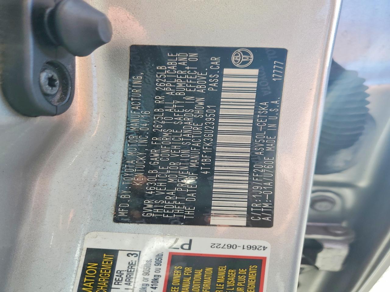 2016 TOYOTA CAMRY