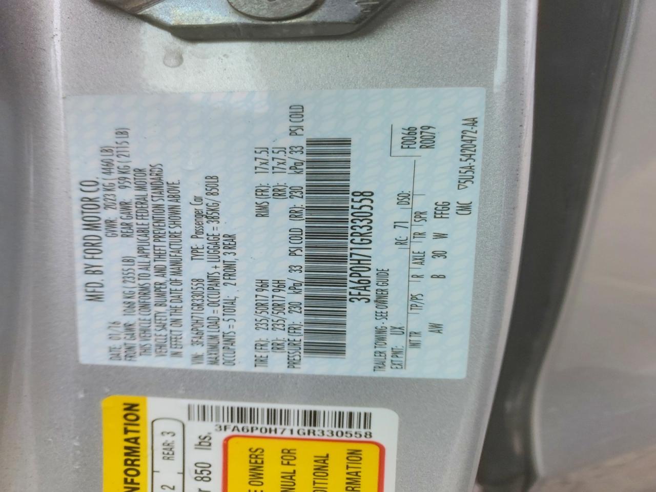 2016 FORD FUSION