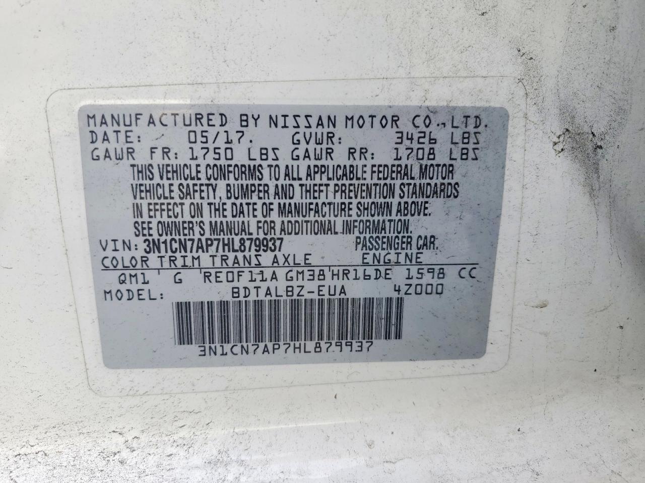 2017 NISSAN VERSA