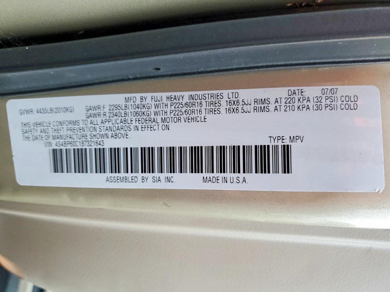 2008 SUBARU Outback