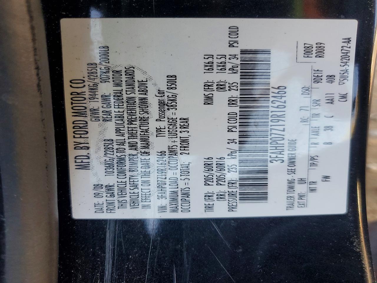 2009 FORD FUSION