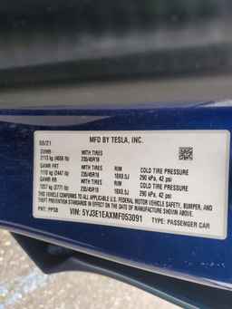 2021 TESLA MODEL 3