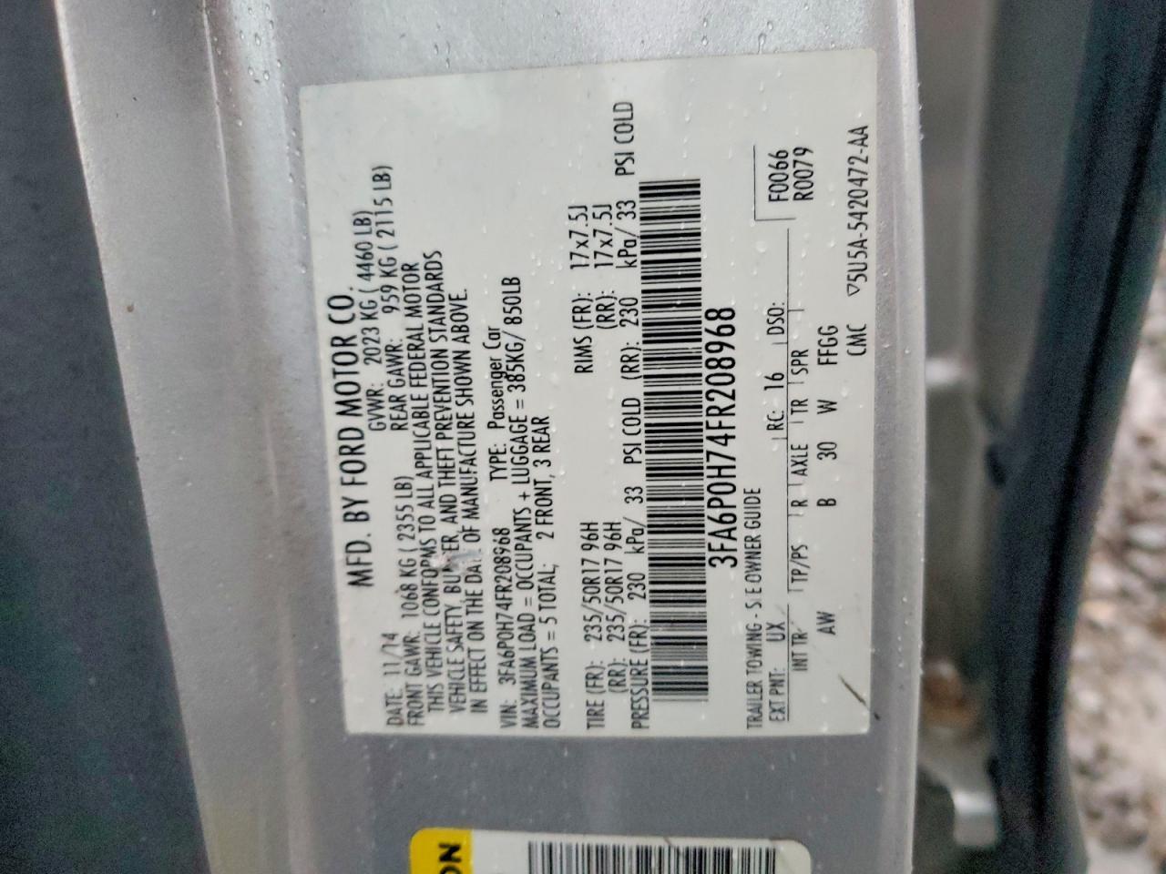 2015 FORD FUSION
