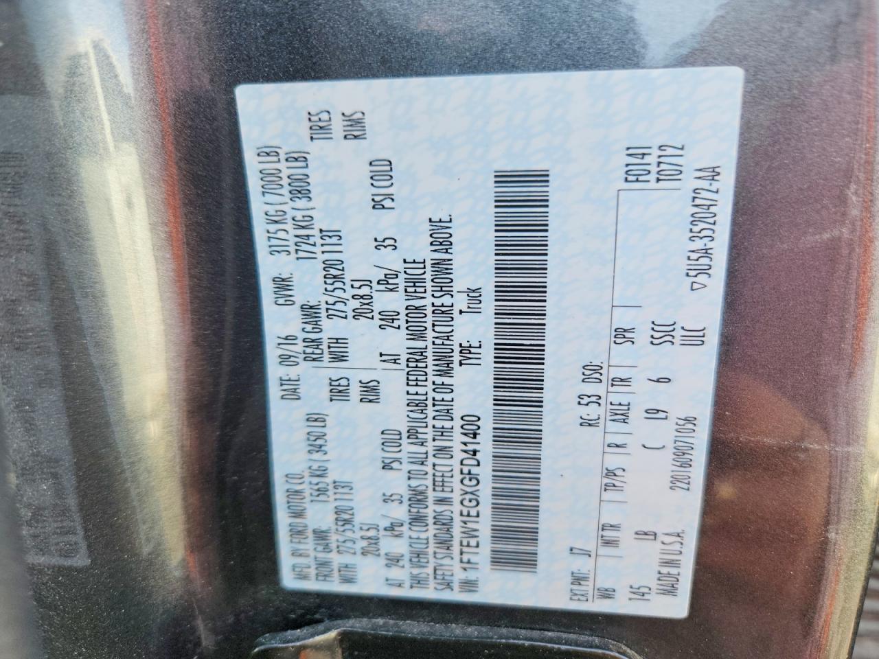 2016 FORD F-150 Lightning