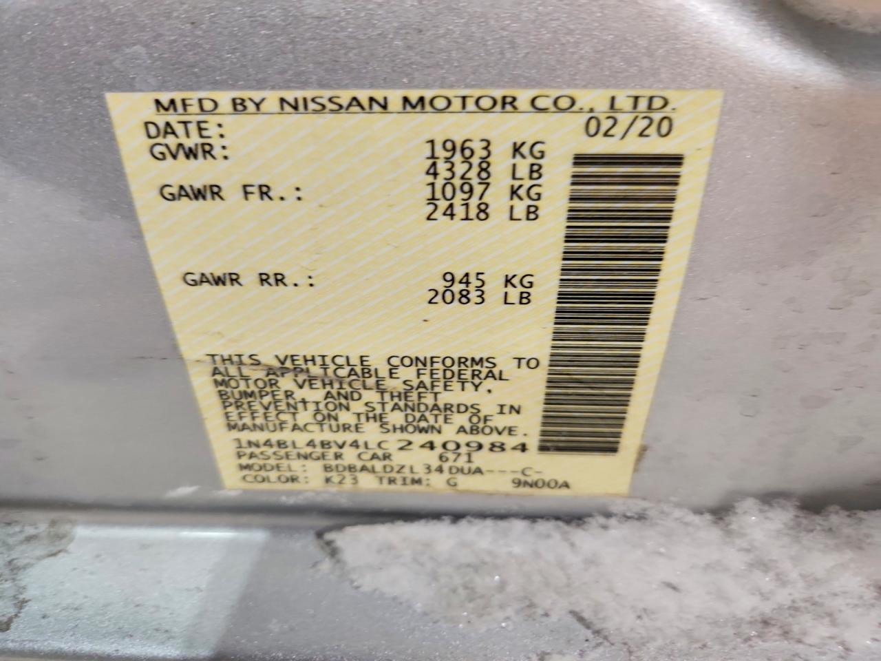 2020 NISSAN ALTIMA