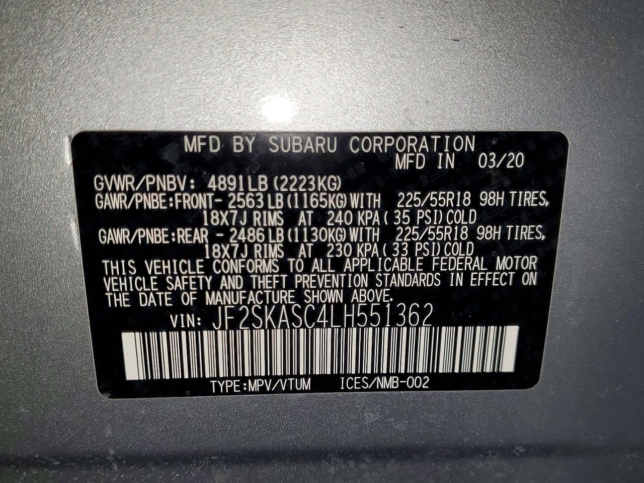 2020 SUBARU FORESTER