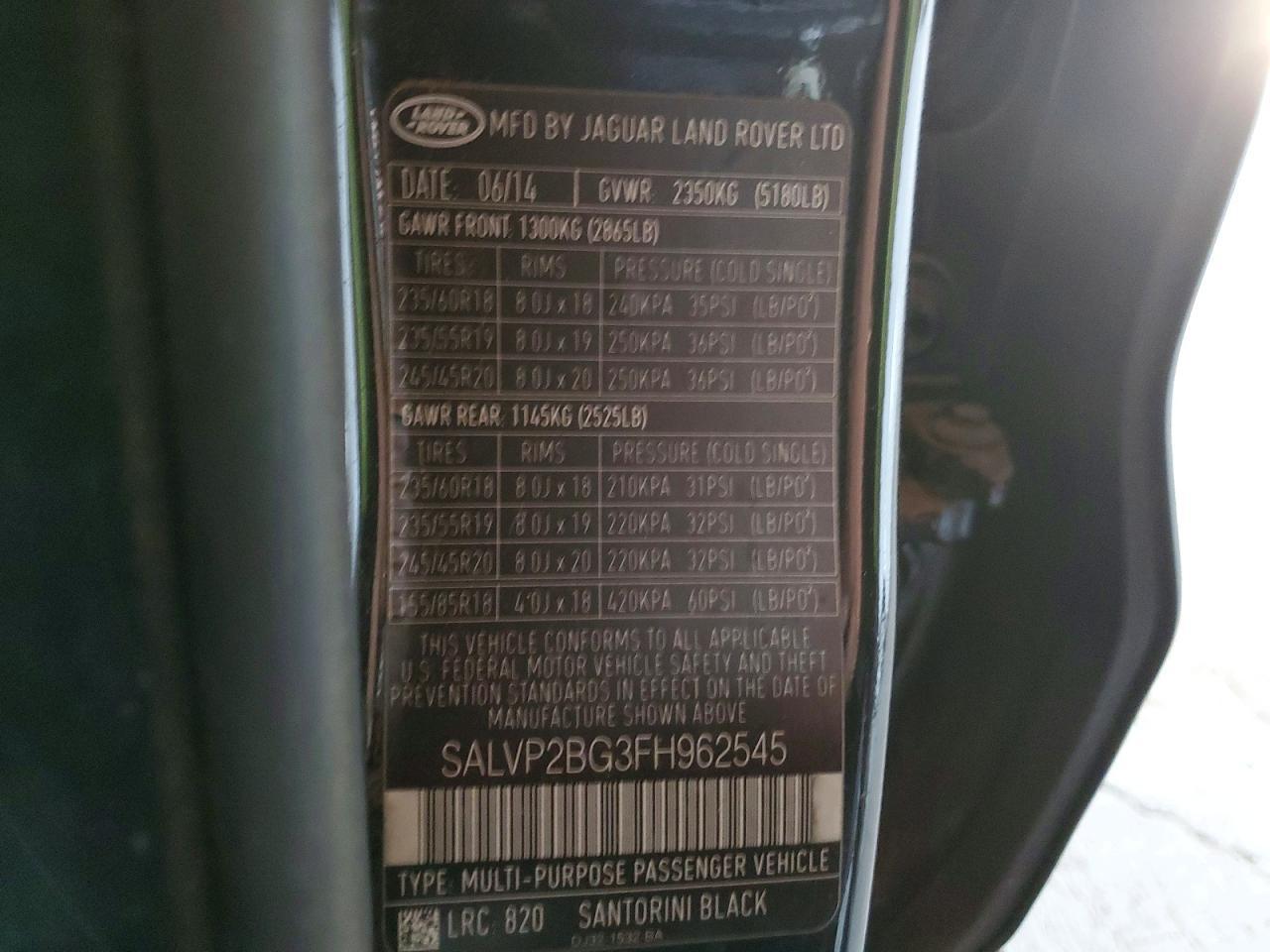 2015 LAND ROVER RANGE ROVER EVOQUE