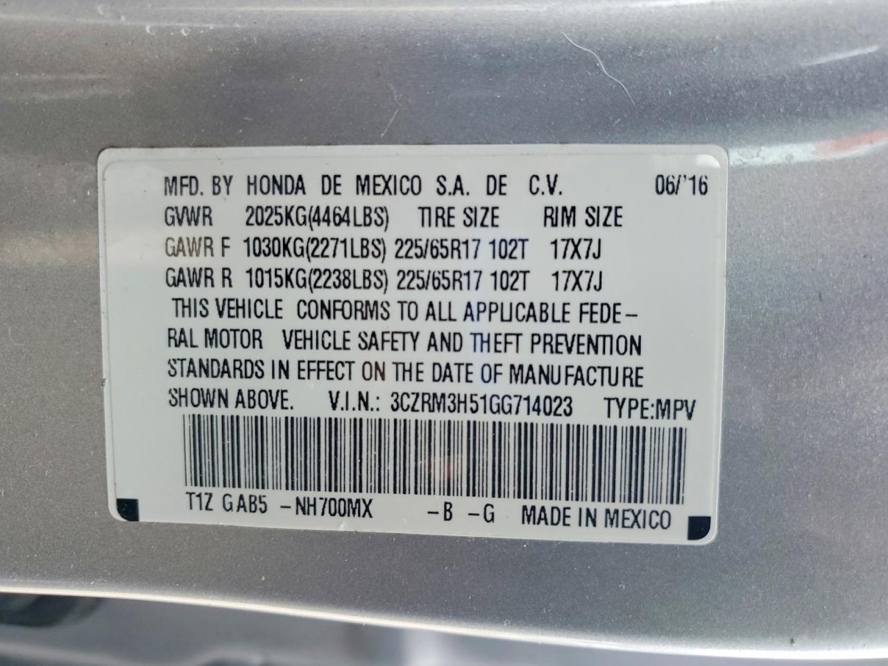 2016 HONDA CR-V