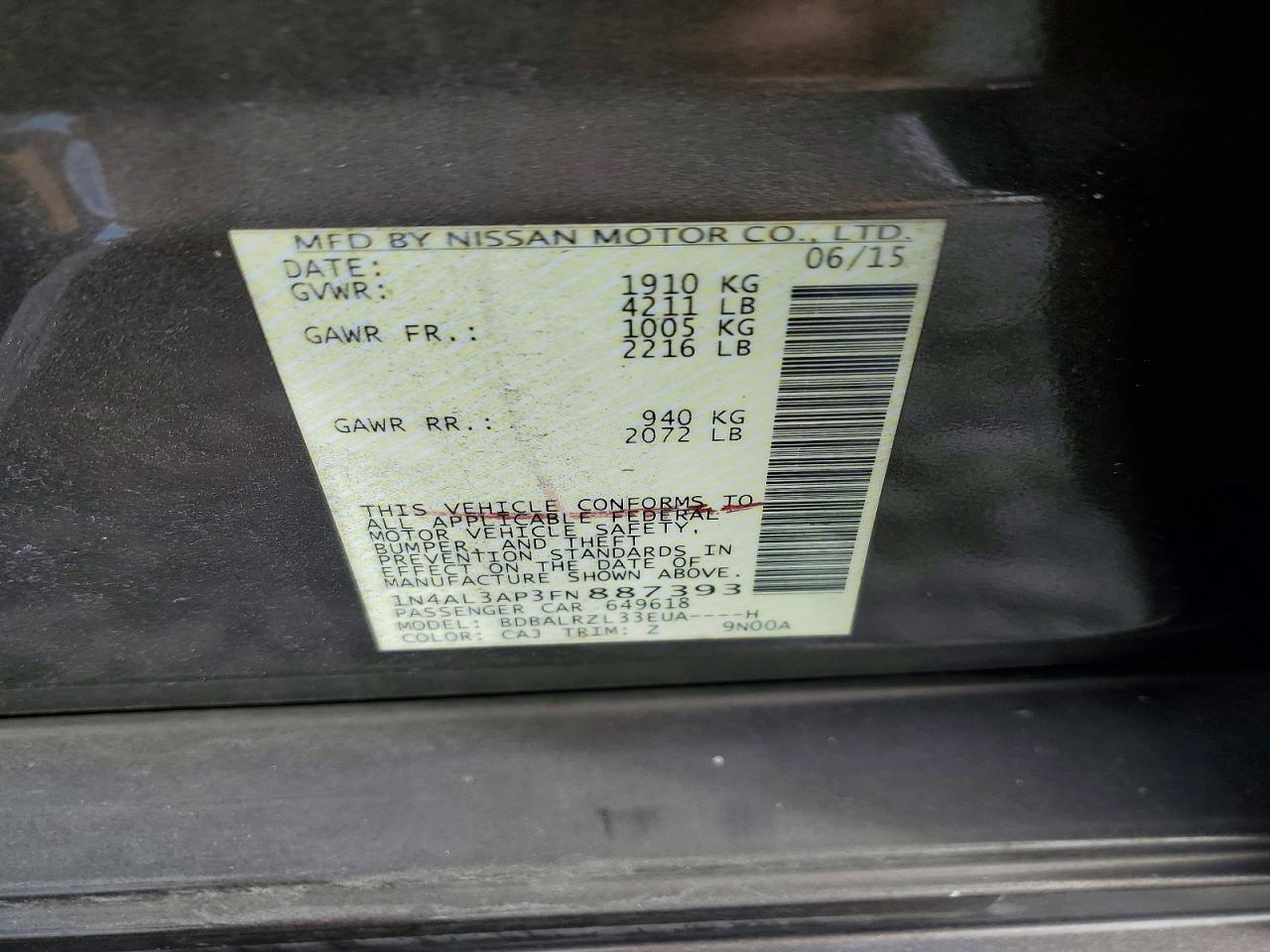 2015 NISSAN ALTIMA