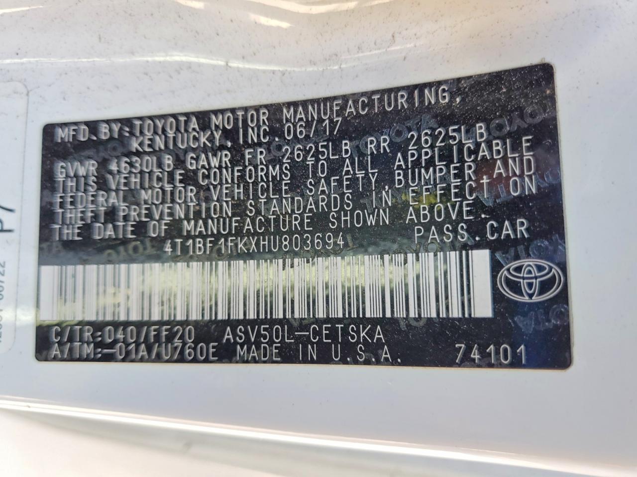 2017 TOYOTA CAMRY