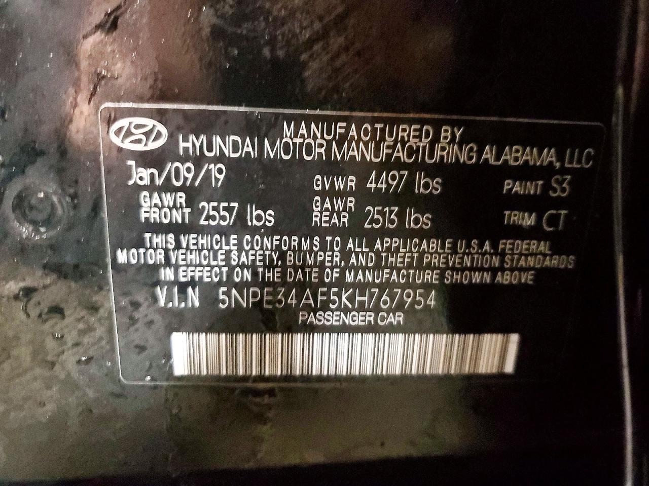 2019 HYUNDAI SONATA