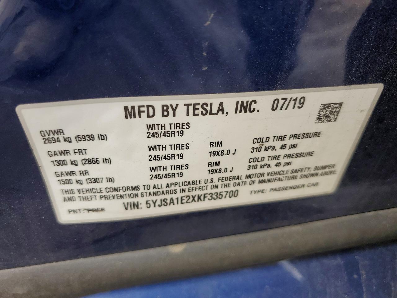 2019 TESLA MODEL S