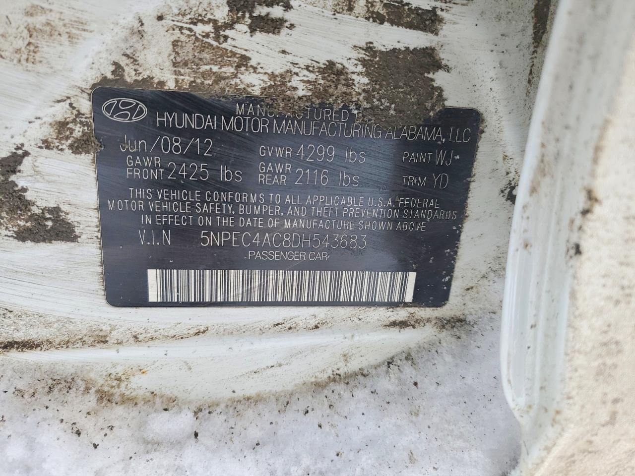 2013 HYUNDAI SONATA