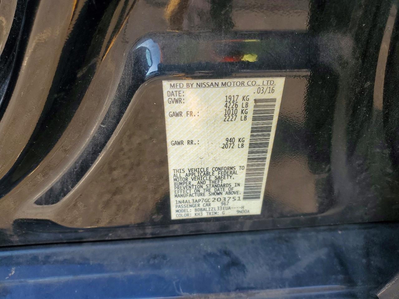2016 NISSAN ALTIMA