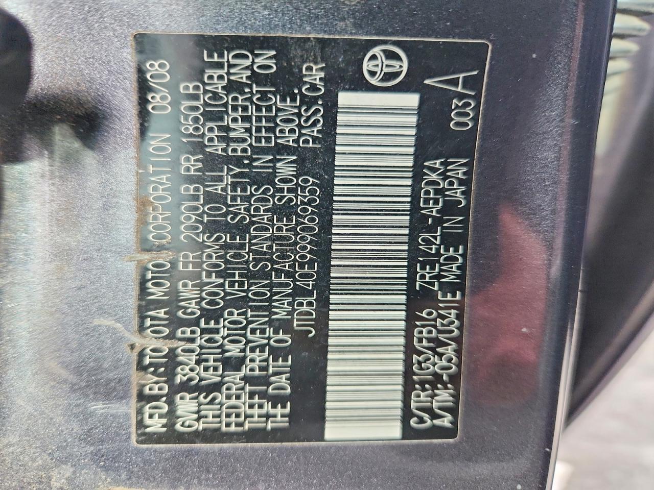 2009 TOYOTA COROLLA