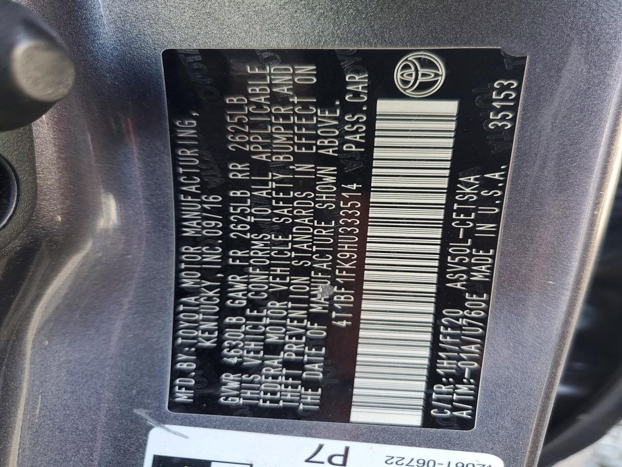 2017 TOYOTA CAMRY