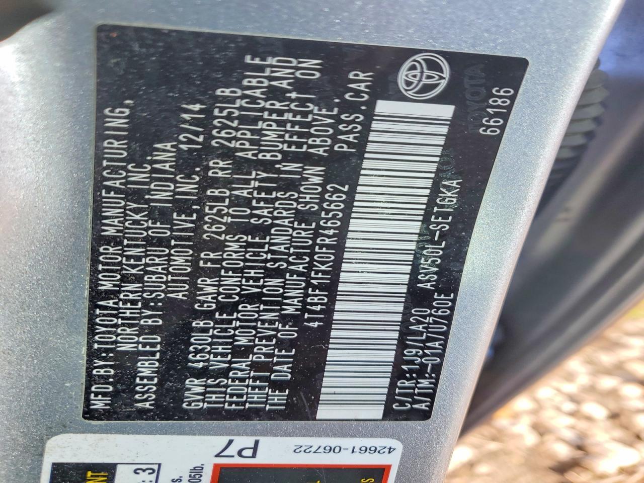 2015 TOYOTA CAMRY