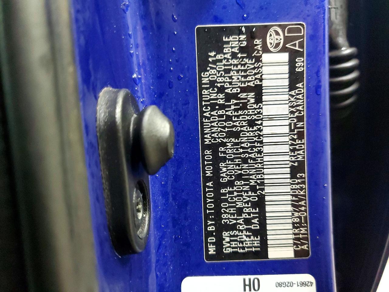 2015 TOYOTA COROLLA