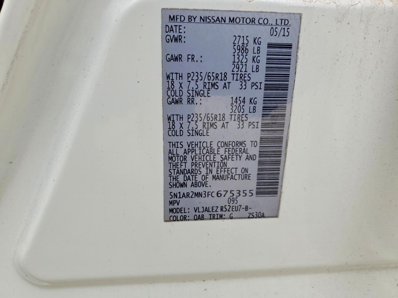 2015 NISSAN PATHFINDER