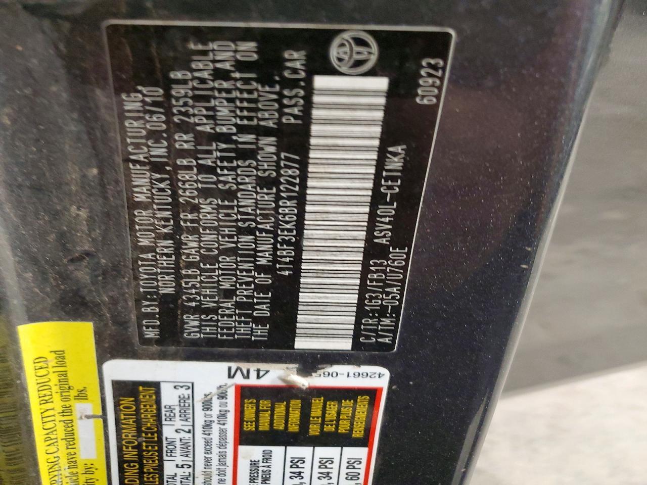 2011 TOYOTA CAMRY
