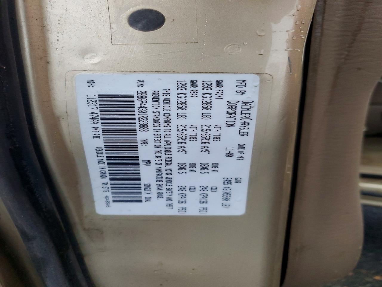 2001 DODGE GRAND CARAVAN