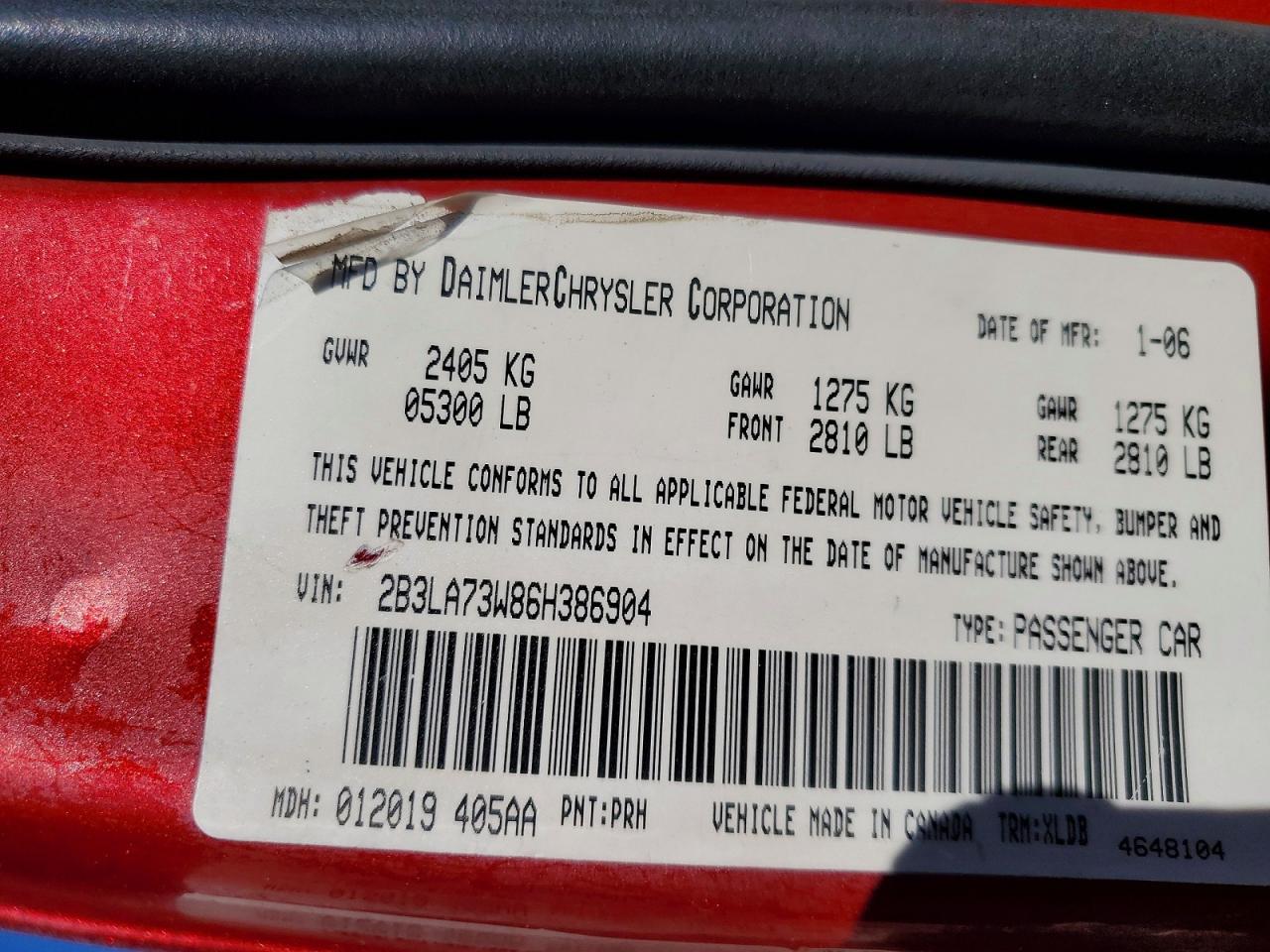 2006 DODGE CHARGER