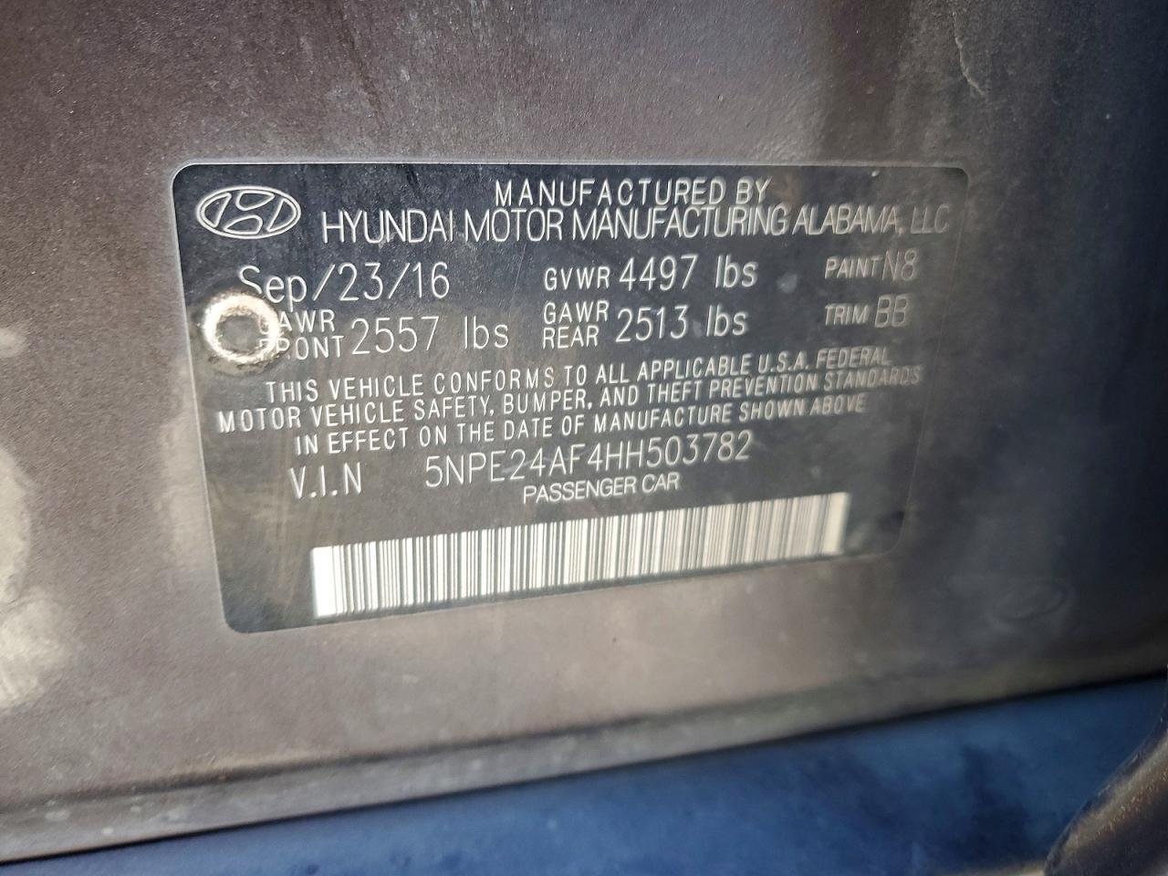 2017 HYUNDAI SONATA