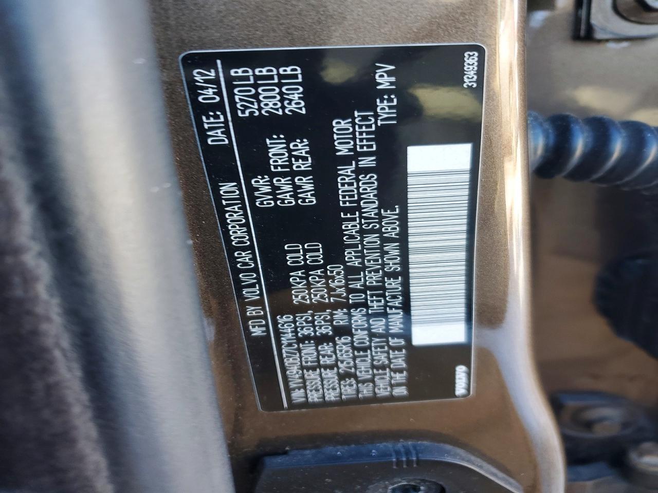 2012 VOLVO XC70