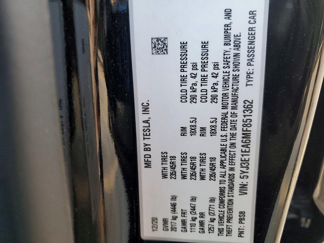 2021 TESLA MODEL 3