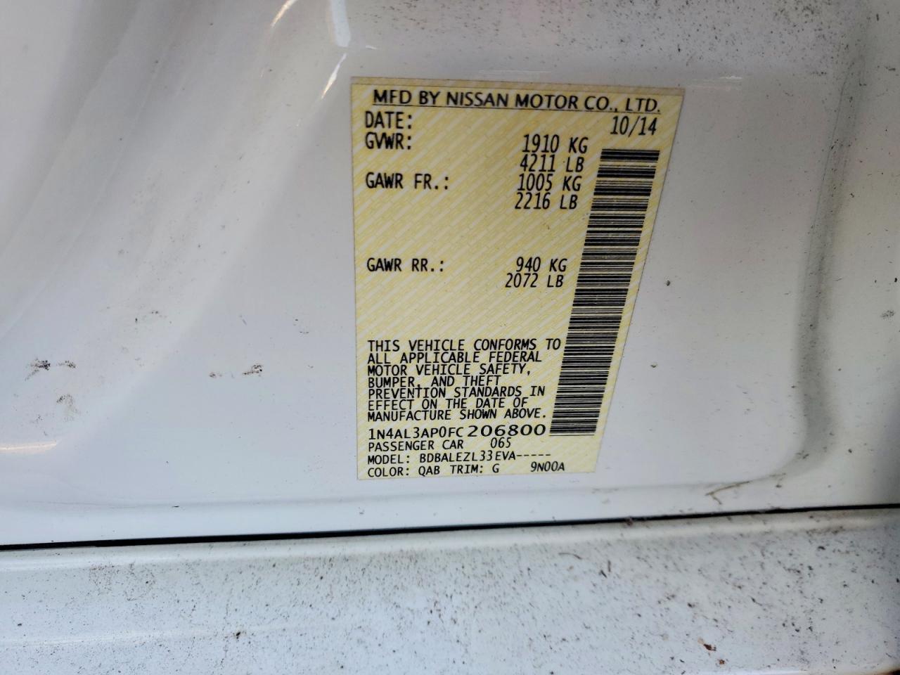 2015 NISSAN ALTIMA
