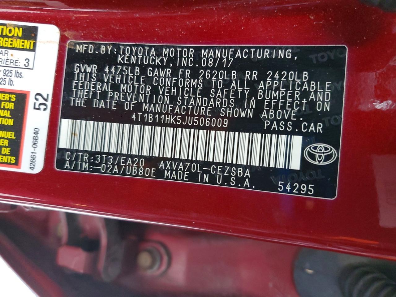 2018 TOYOTA CAMRY