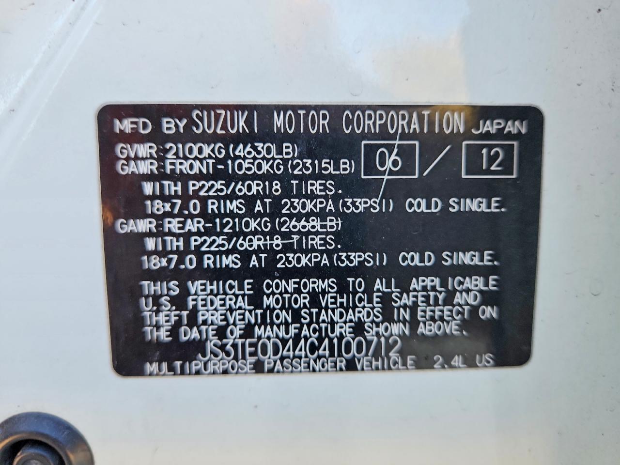 2012 SUZUKI Grand Vitara