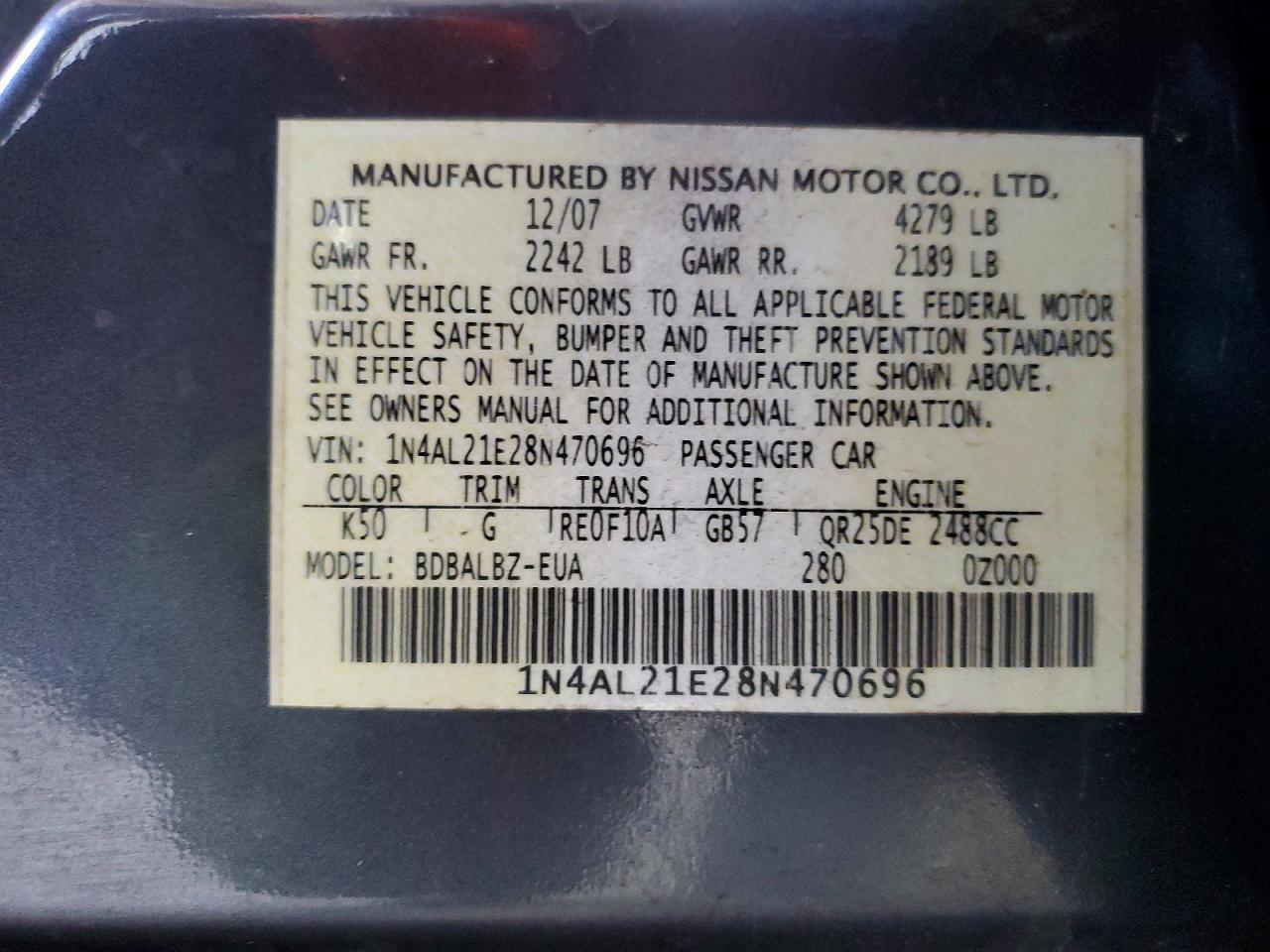 2008 NISSAN ALTIMA