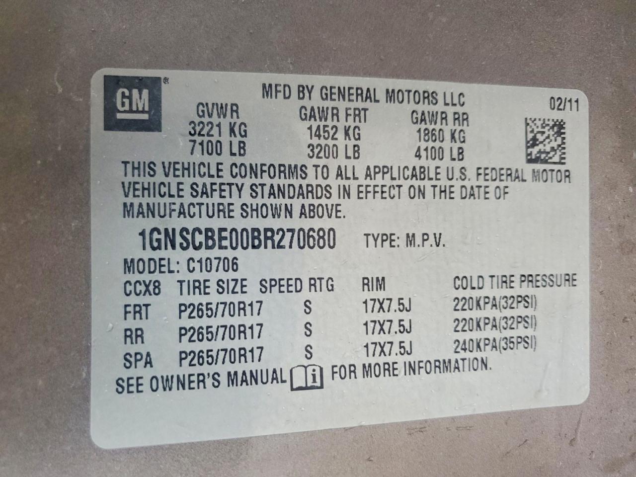 2011 CHEVROLET Tahoe