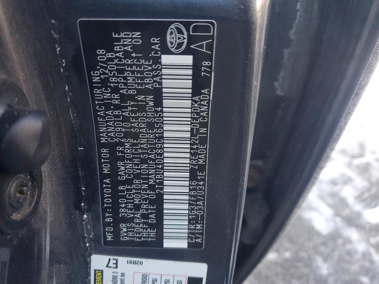 2009 TOYOTA COROLLA