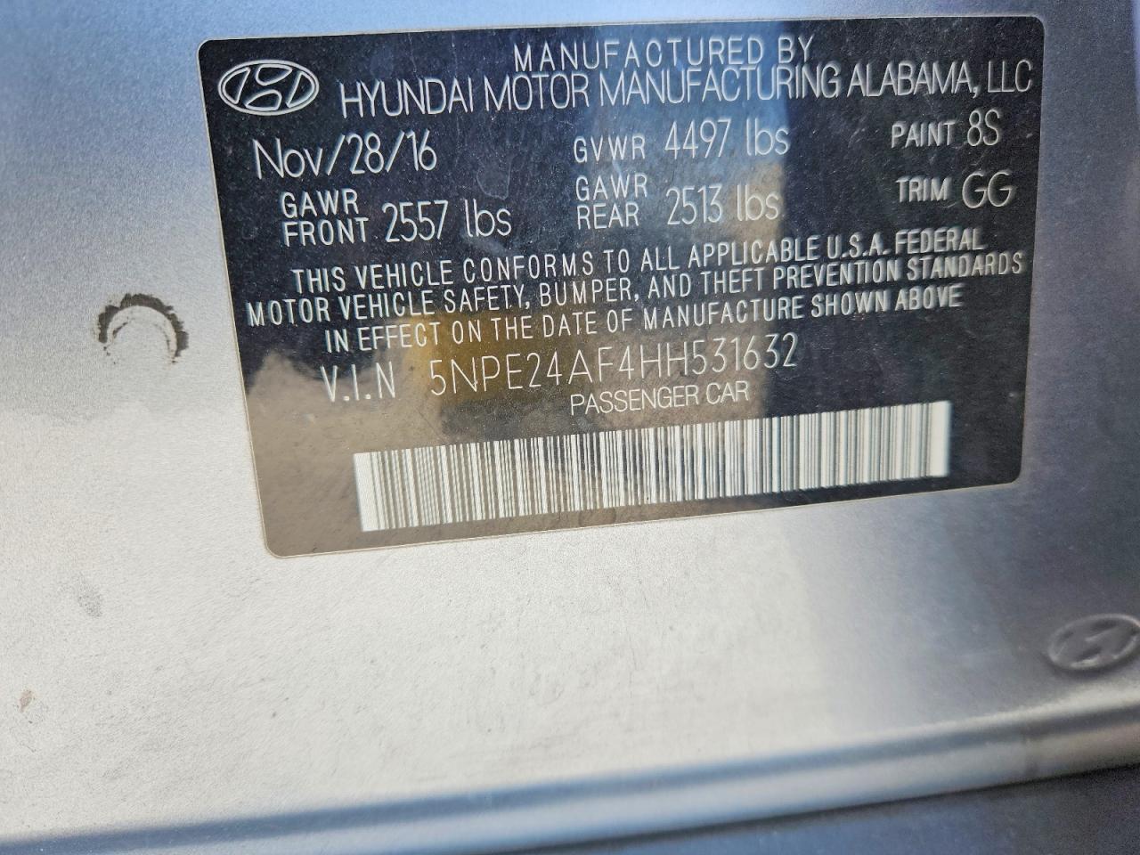 2017 HYUNDAI SONATA