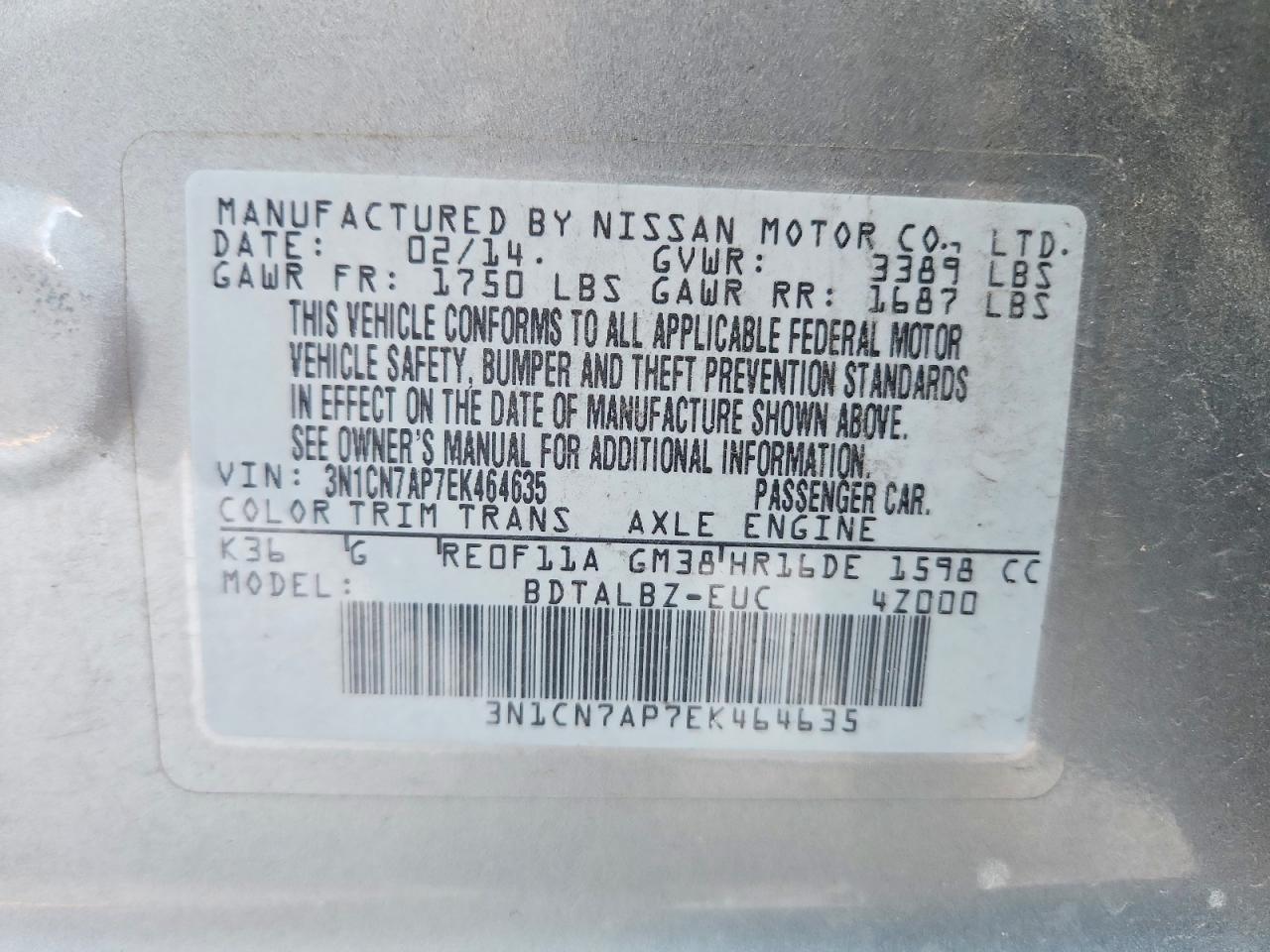 2014 NISSAN VERSA