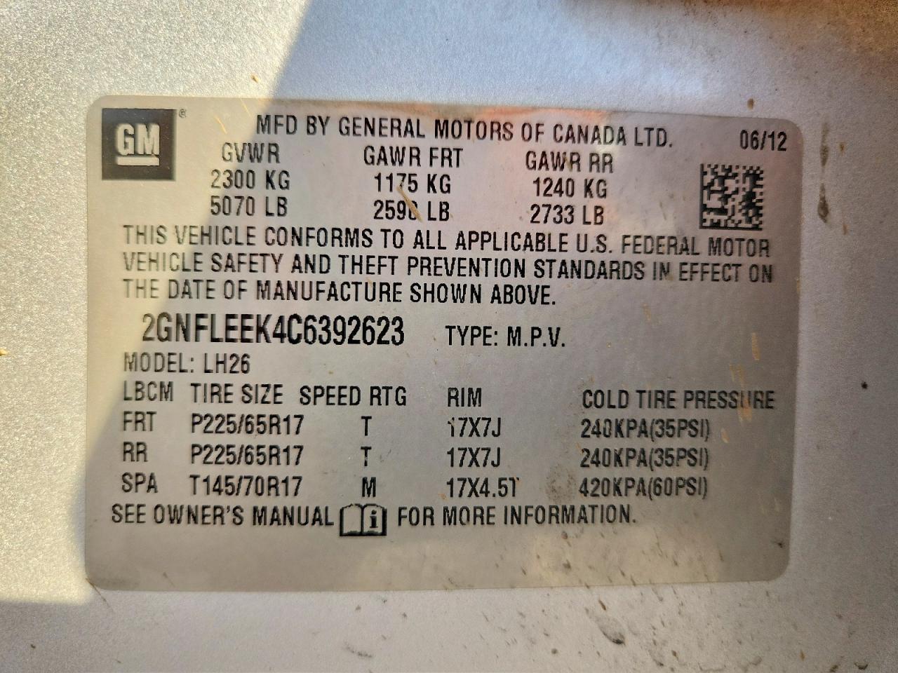2012 CHEVROLET EQUINOX