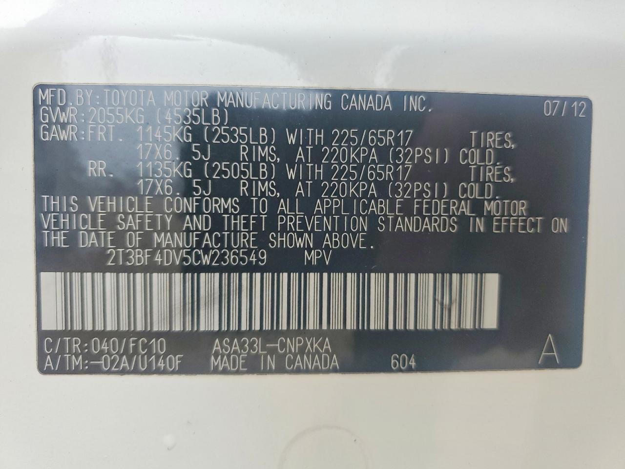2012 TOYOTA RAV4