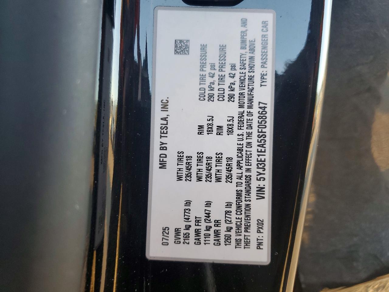 2025 TESLA MODEL 3