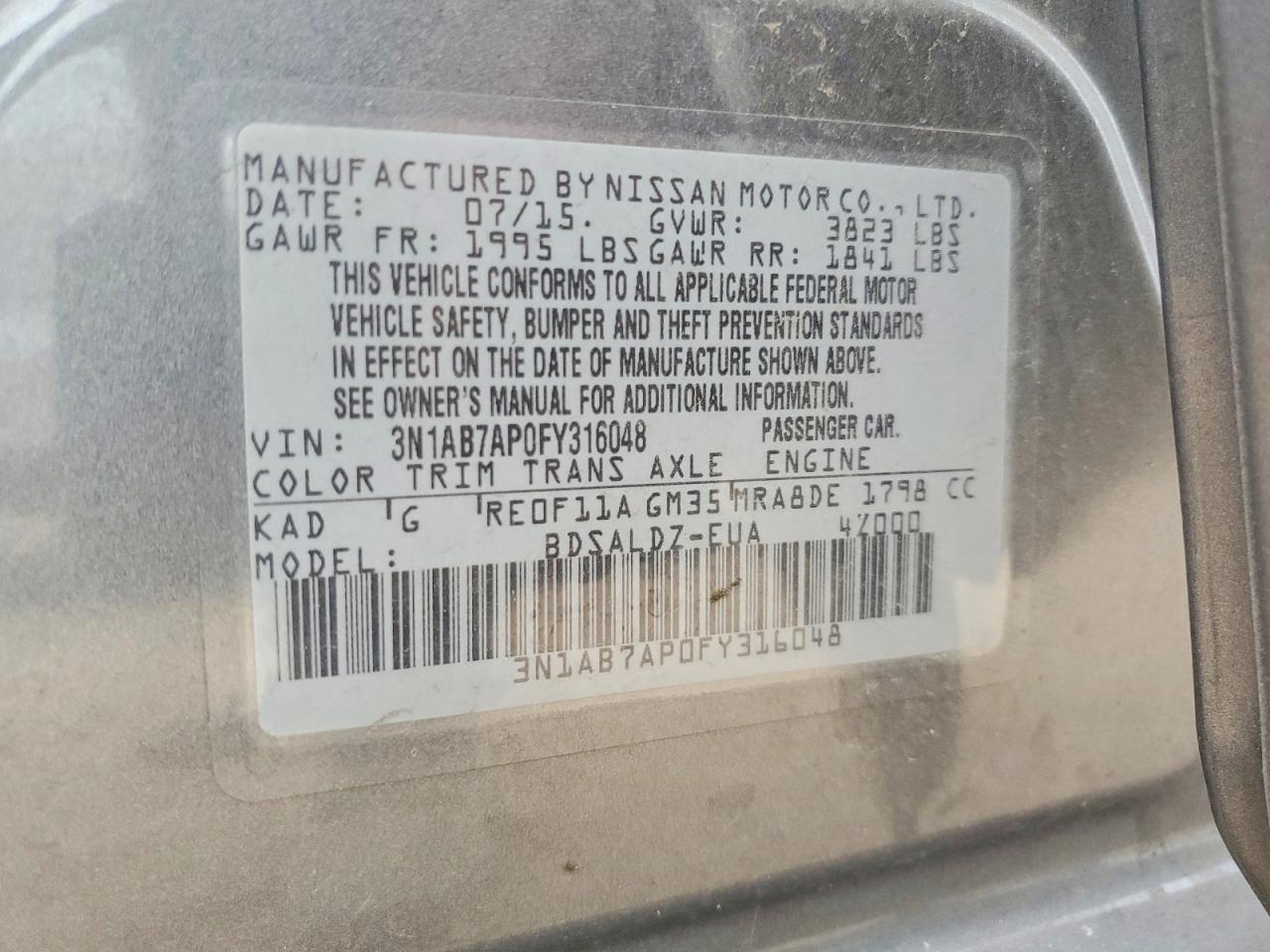2015 NISSAN SENTRA