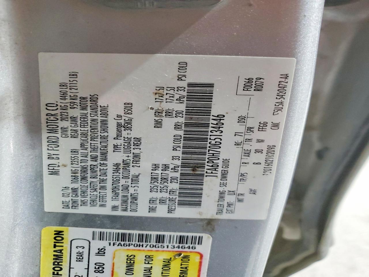 2016 FORD FUSION