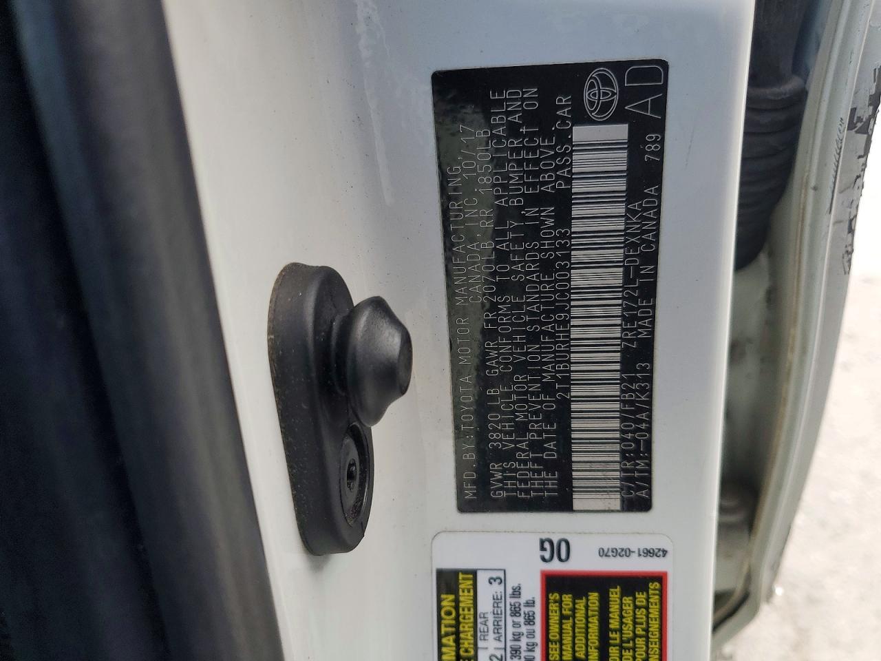 2018 TOYOTA COROLLA