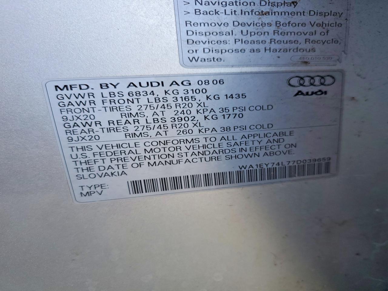 2008 AUDI Q7