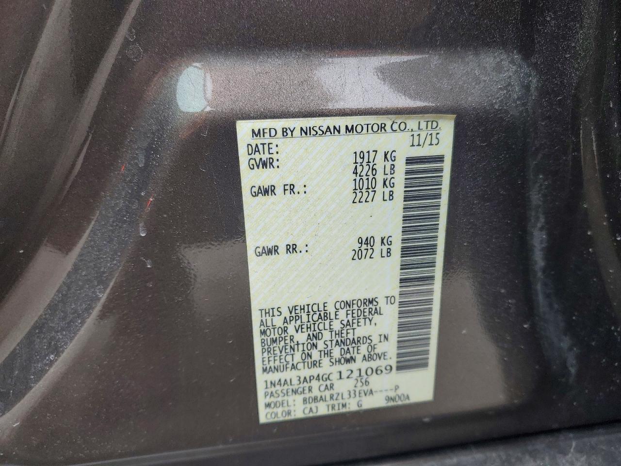 2016 NISSAN ALTIMA