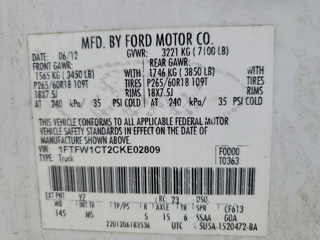 2012 FORD F-150