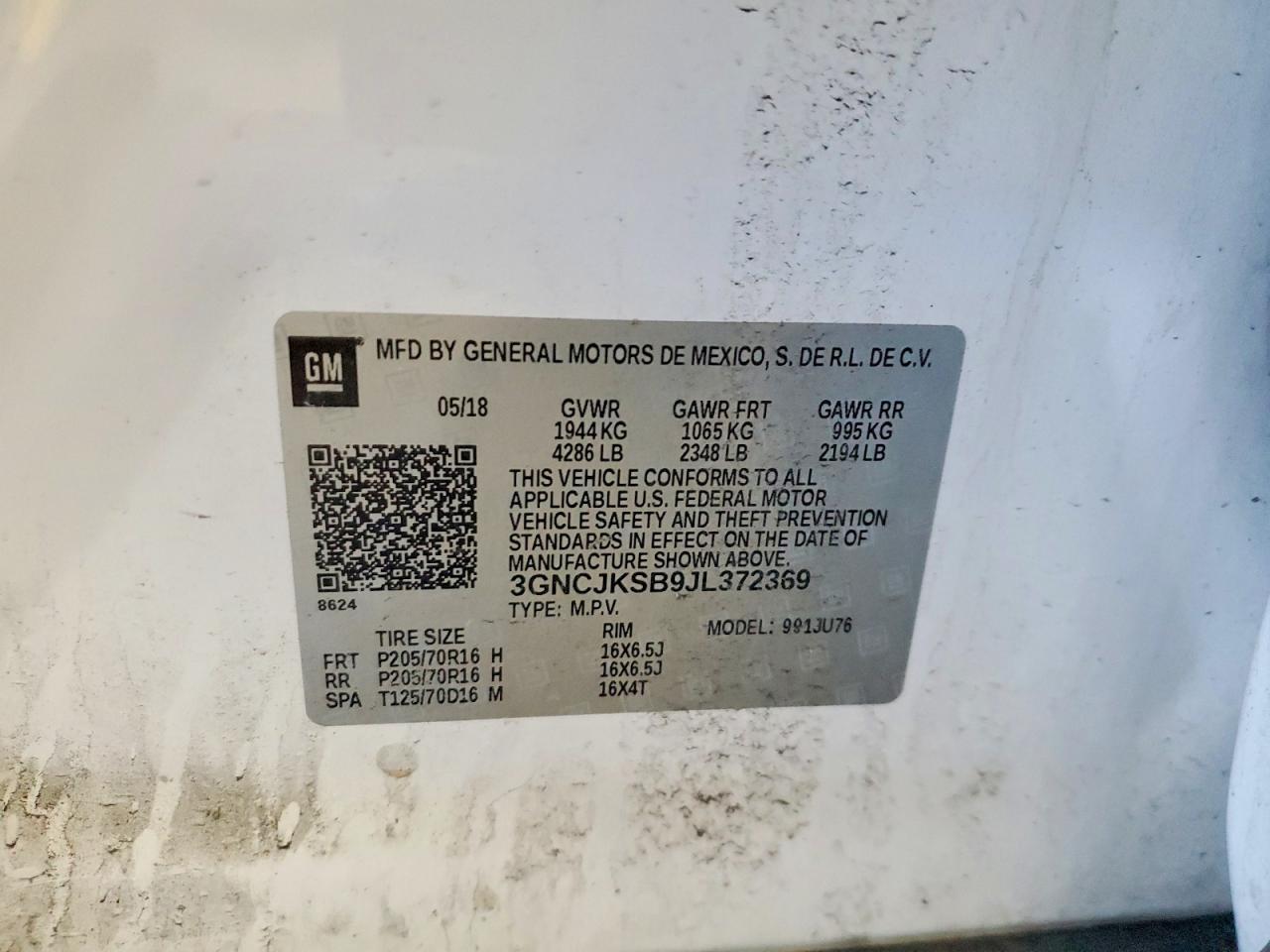 2018 CHEVROLET TRAX