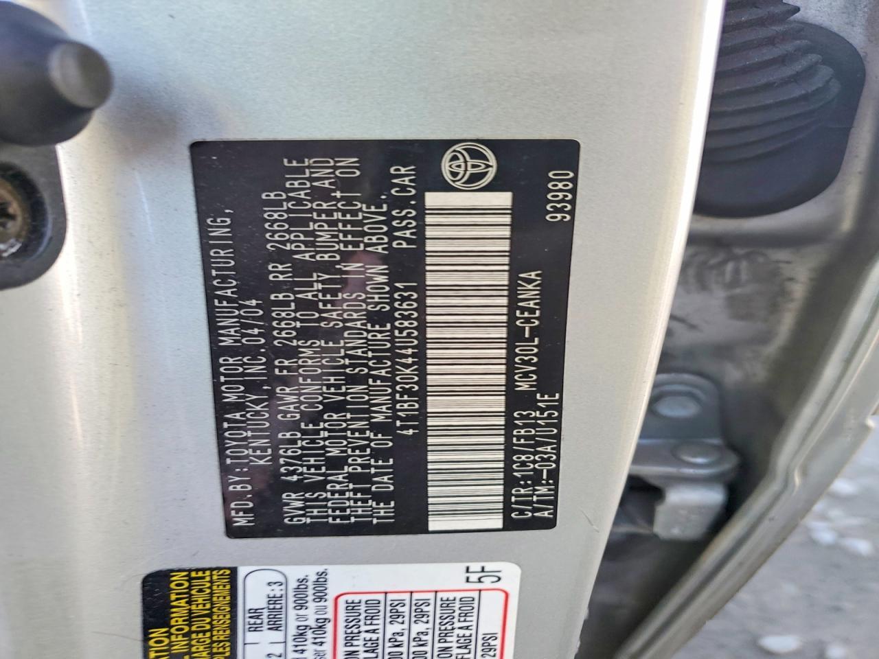 2004 TOYOTA CAMRY